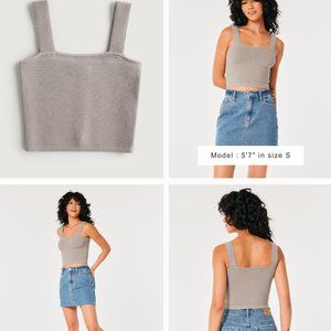 BLACK Hollister Ribbed Square Neck Tank